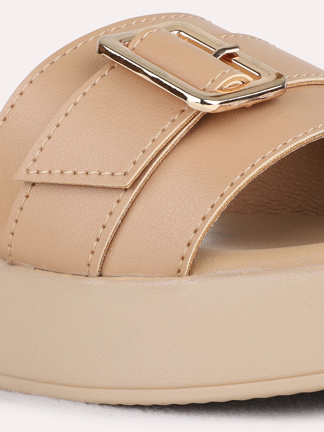 Womens Beige Party Wear Printed Round Toe Wedge Heel Sandals