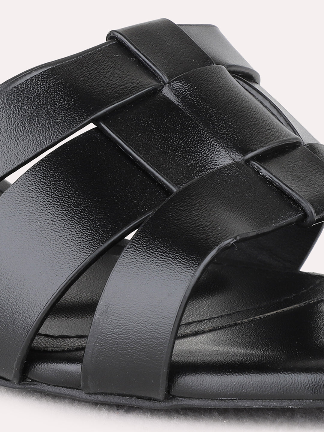 Womens Black Party Wear Solid Square Toe Block Heel Sandals