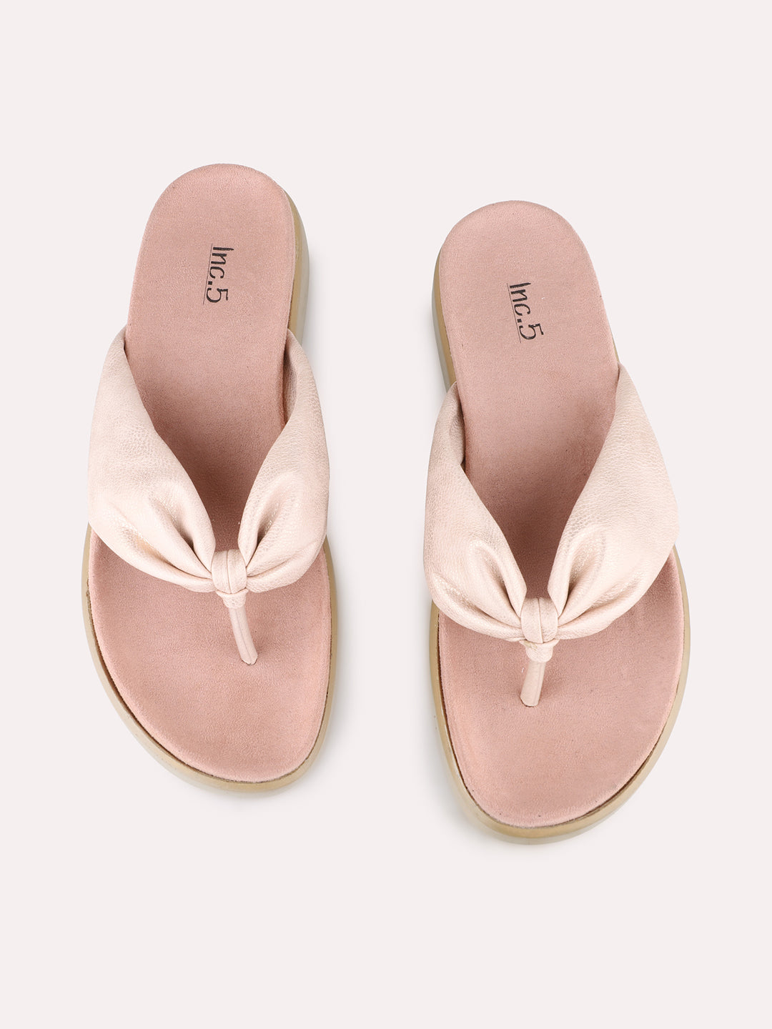 Women Peach Casual Solid Round Toe Slip-On Sandals