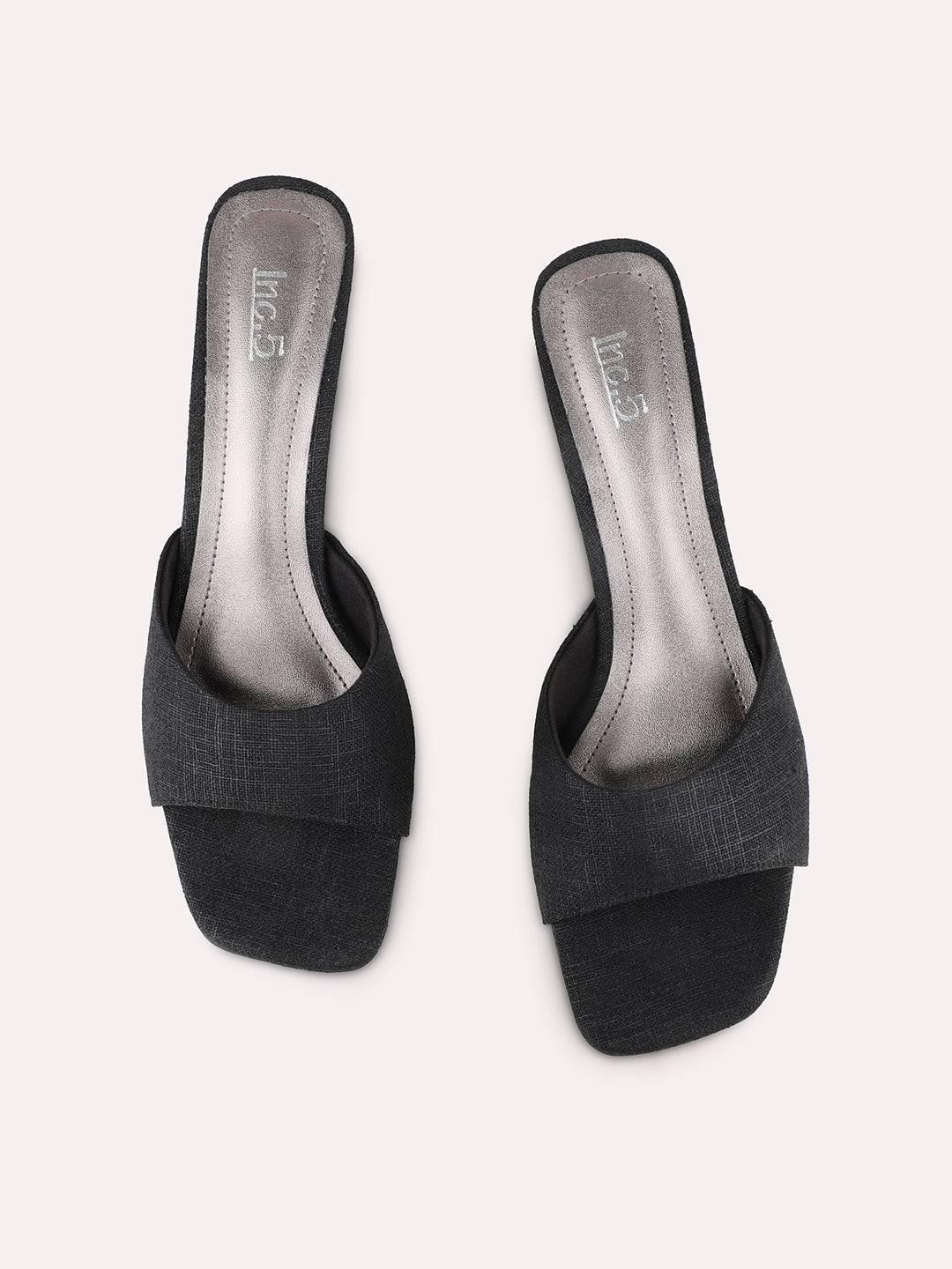 Womens Black Party Wear Solid Square Toe Heels