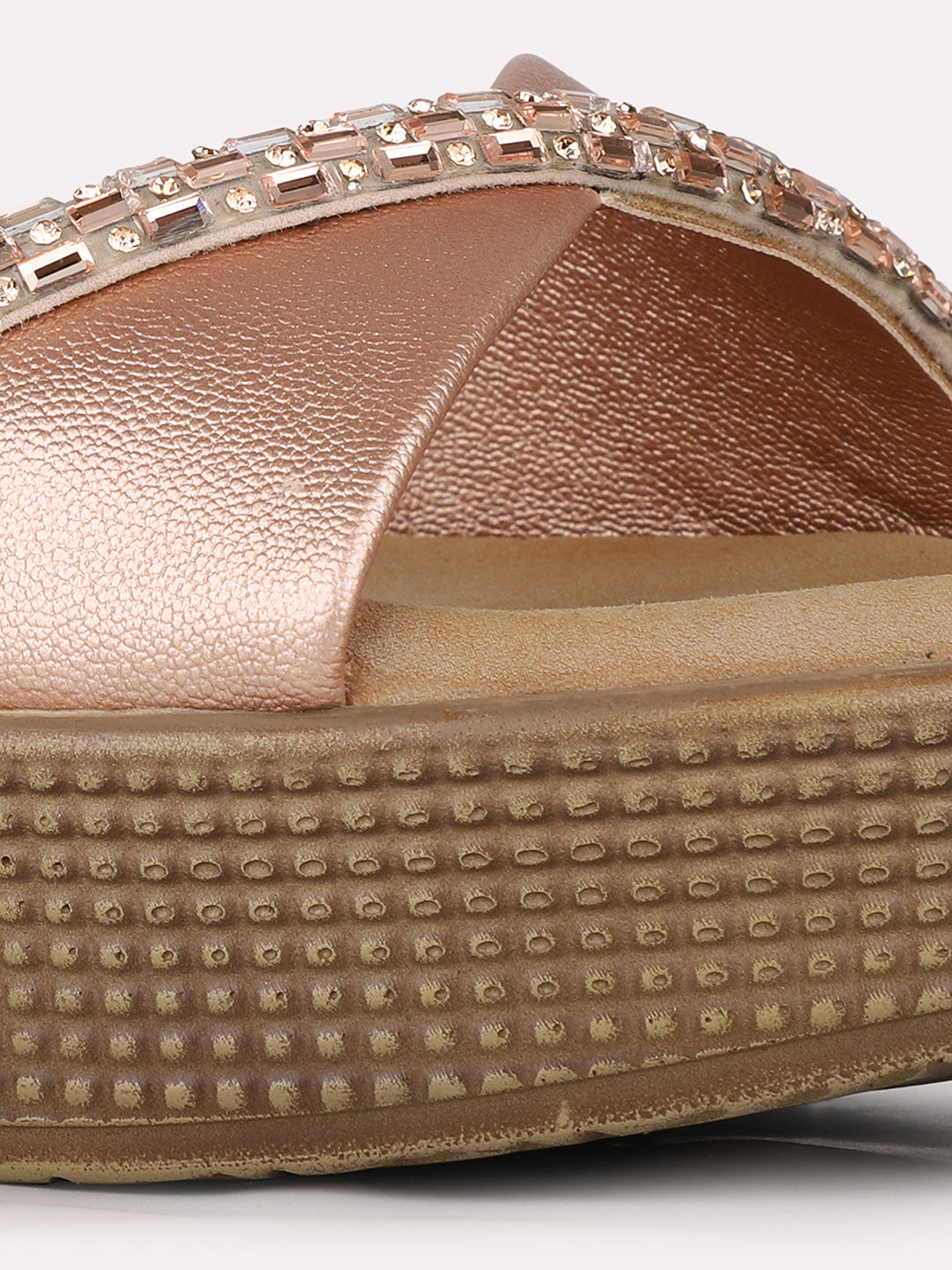 Womens Rose Gold Party Wear Solid Round Toe Heels