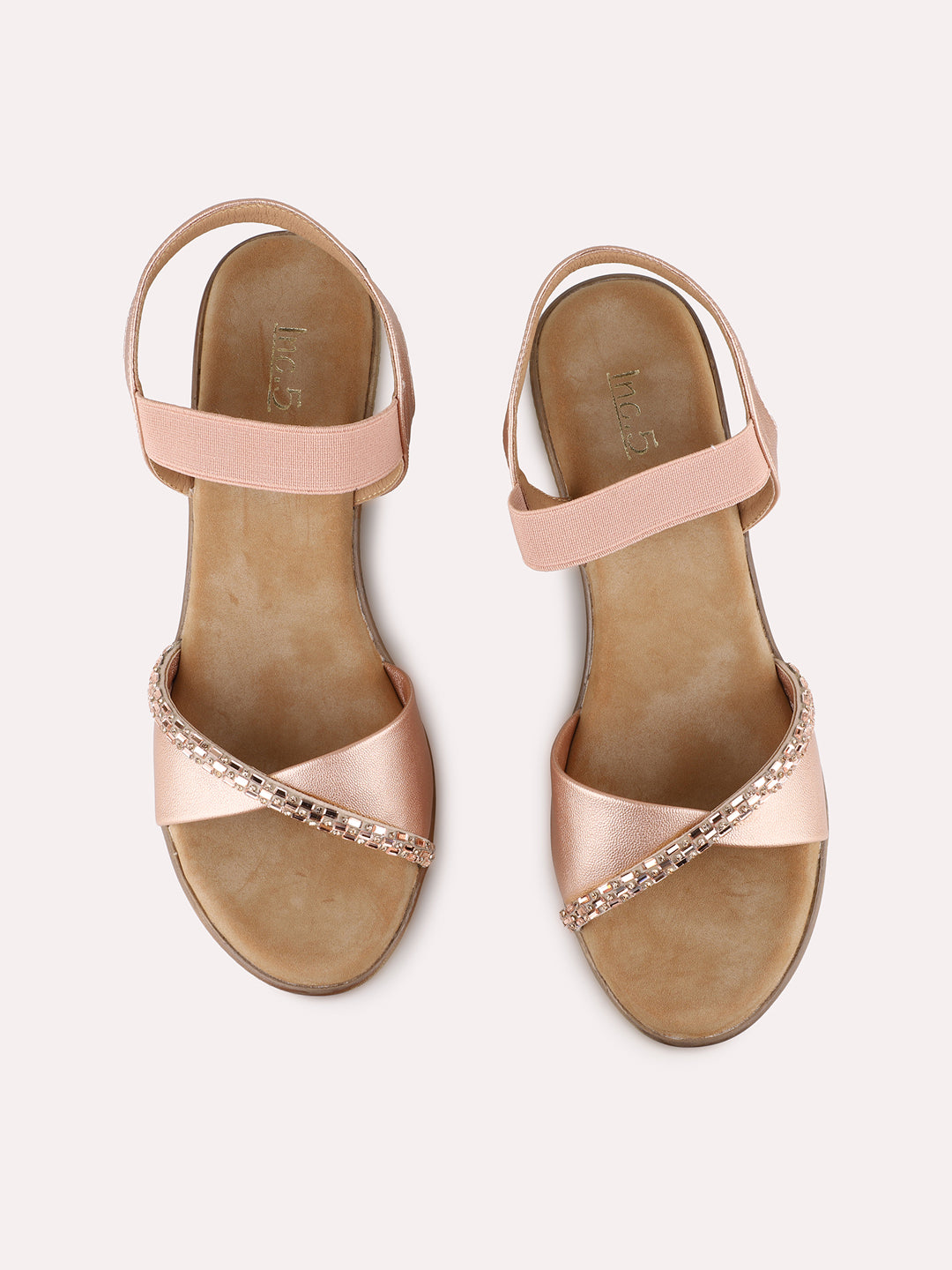 Womens Rose Gold Party Wear Solid Round Toe Heels