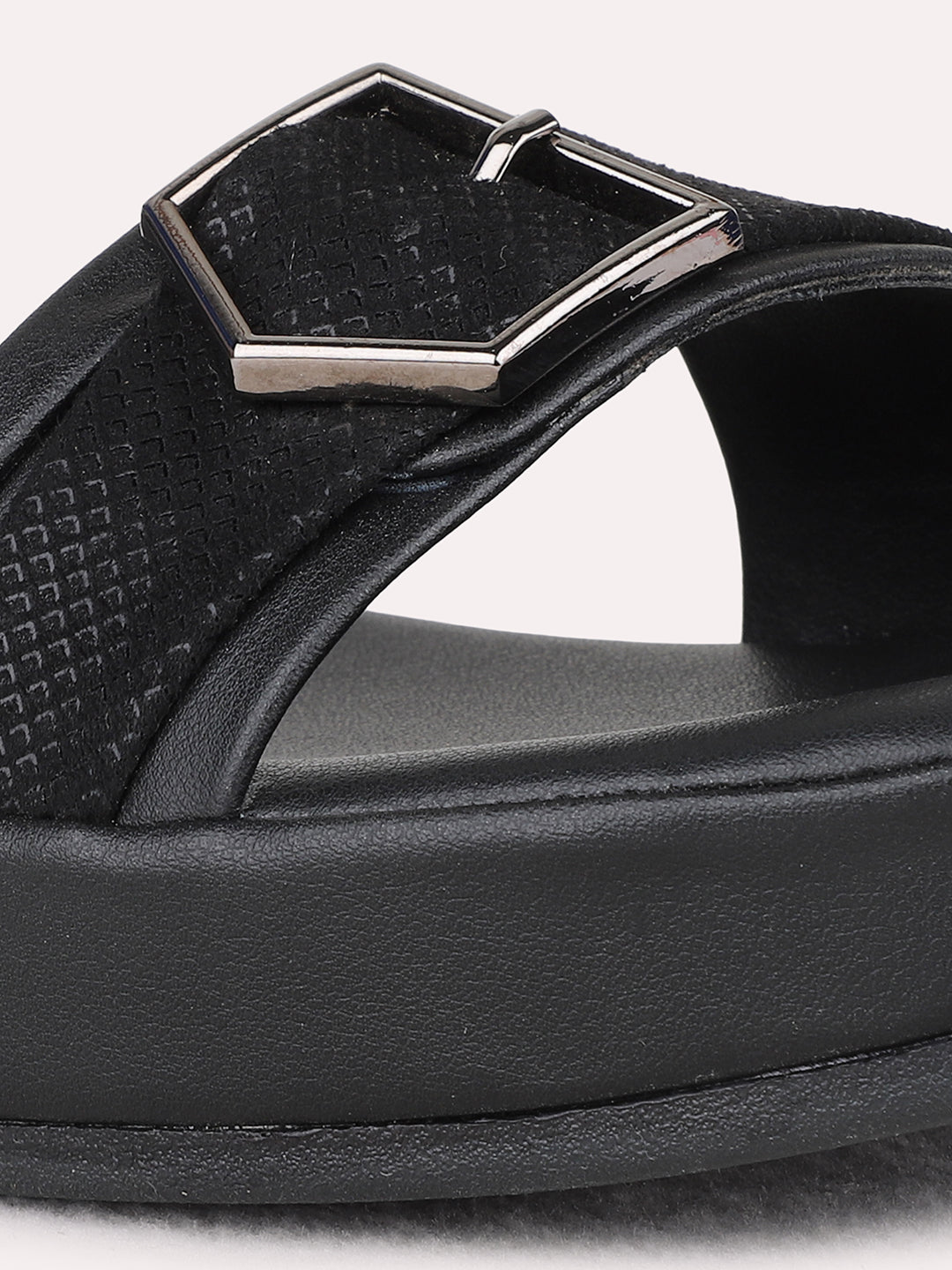 Womens Black Party Wear Solid Round Toe Wedge Heels