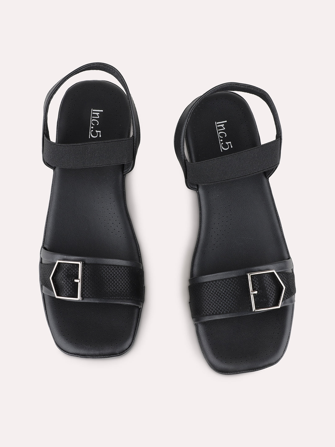 Womens Black Party Wear Solid Round Toe Wedge Heels