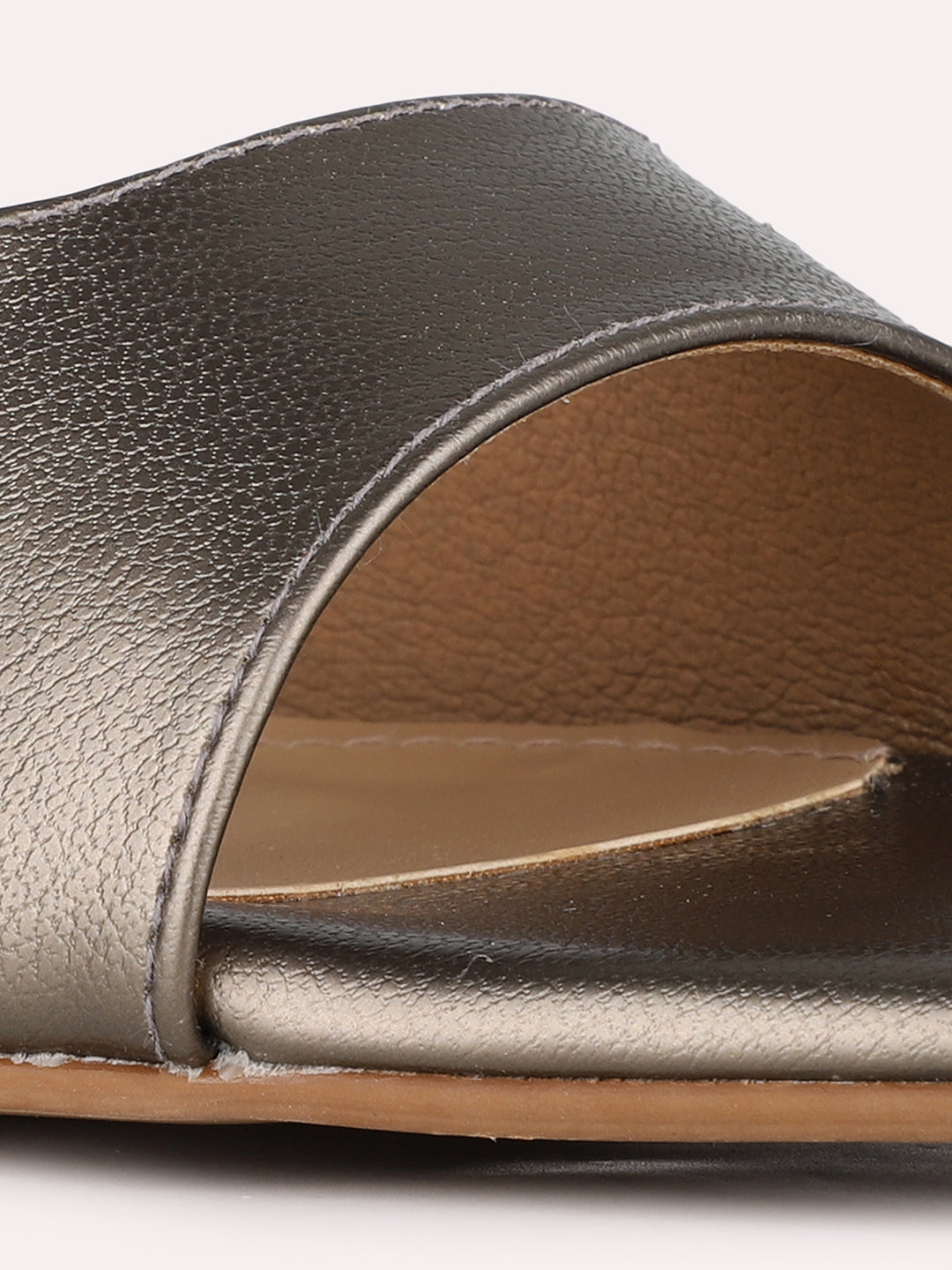 Women Pewter Party Wear Solid Square Toe Block Heel Sandals