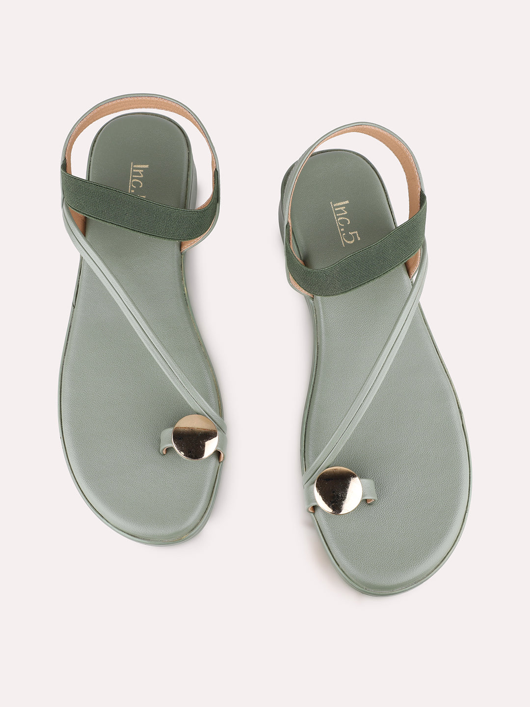 Women Green Casual Solid Round Toe Wedge Heels