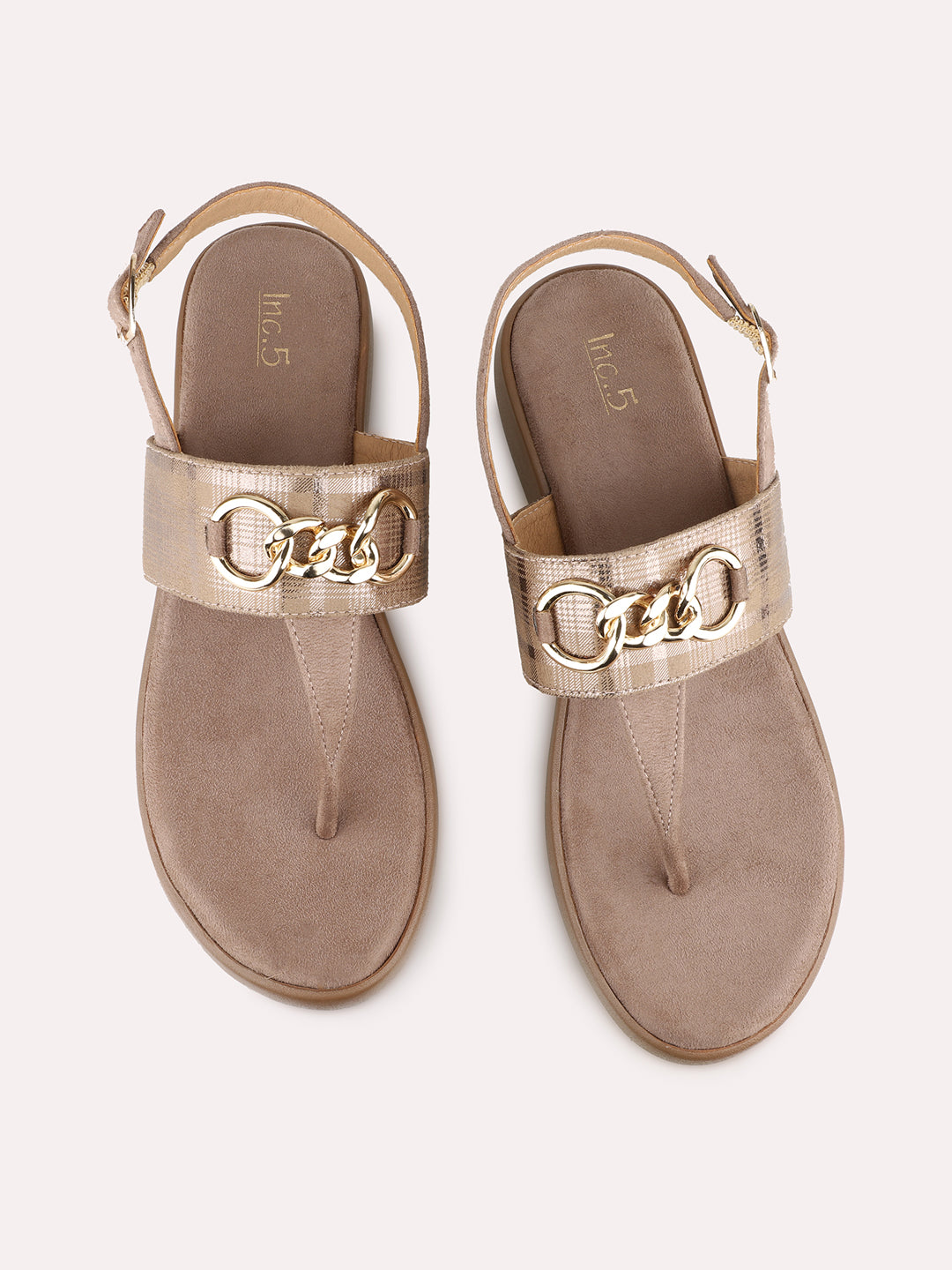 Women Beige Party Wear Solid Round Toe Wedge Heel Sandals