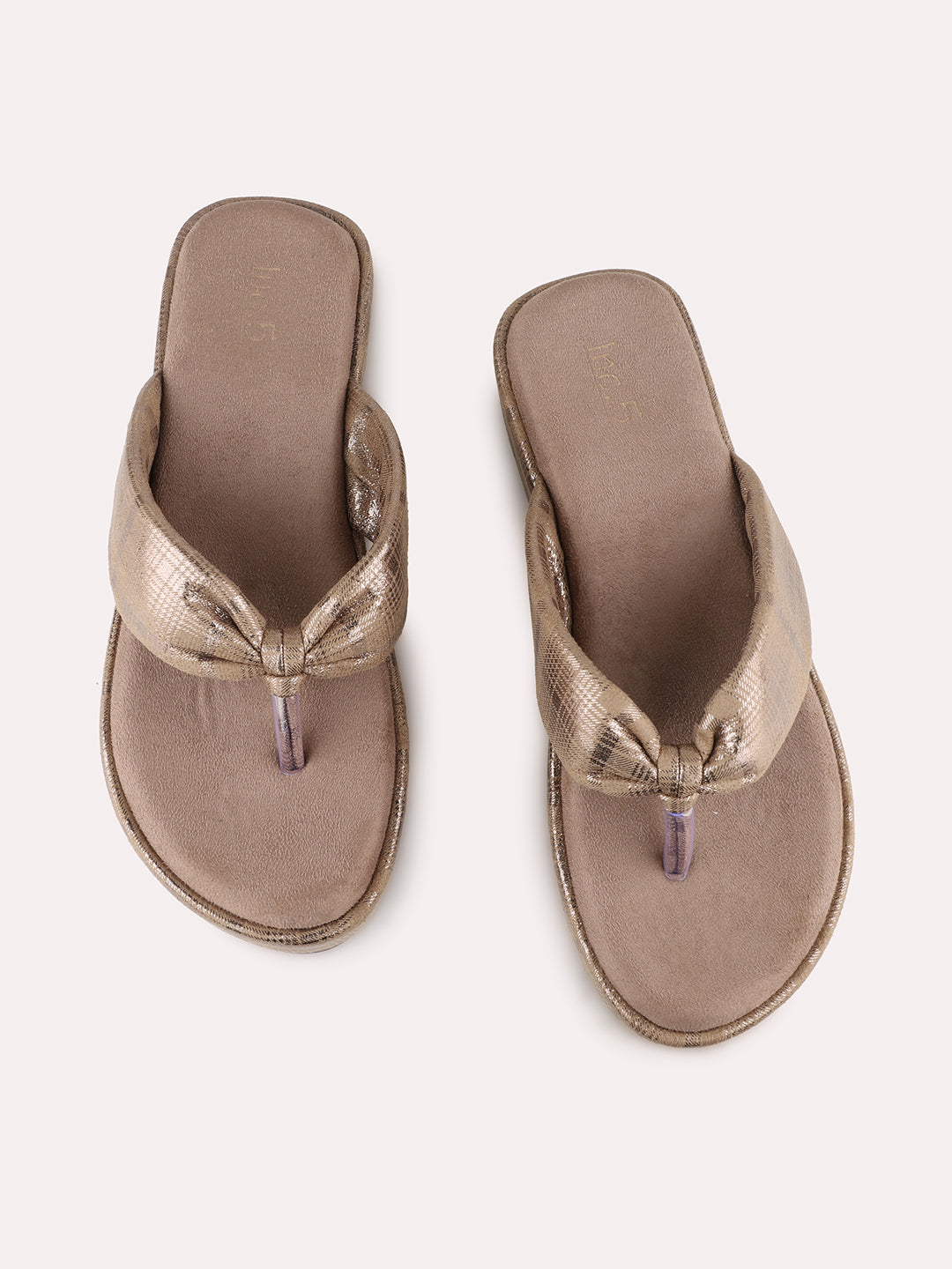 Womens Brown Party Wear Checkered Round Toe Wedge Heel Sandals