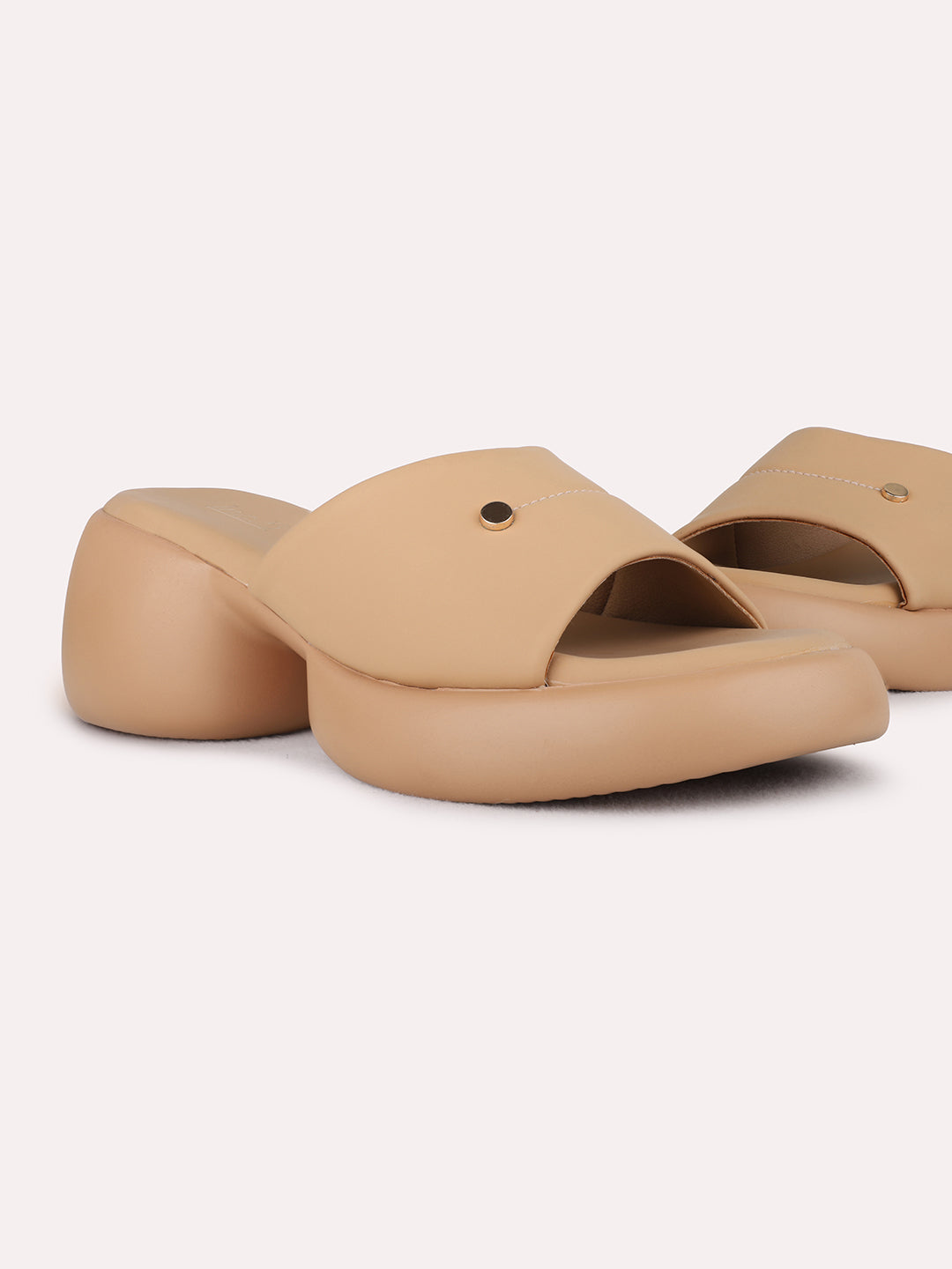 Womens Beige Casual Solid Platform Heel Sandals