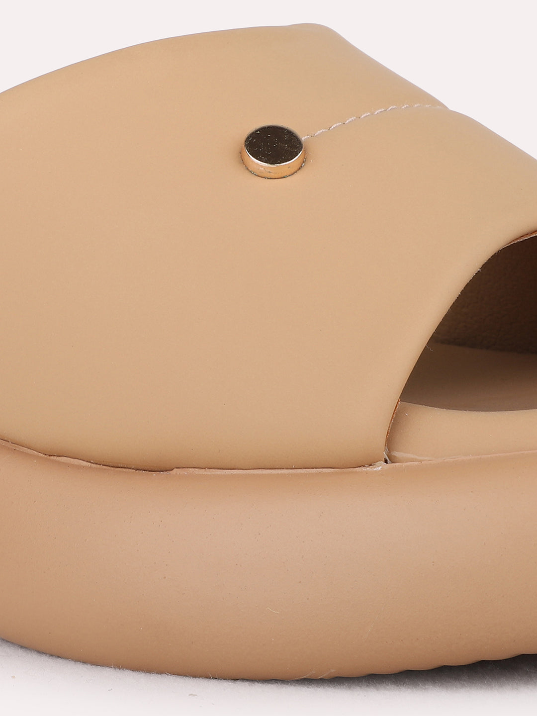 Womens Beige Casual Solid Platform Heel Sandals