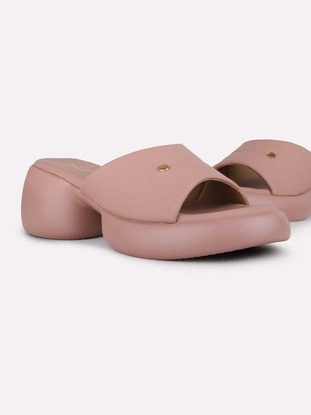 Womens Peach Casual Solid Platform Heel Sandals