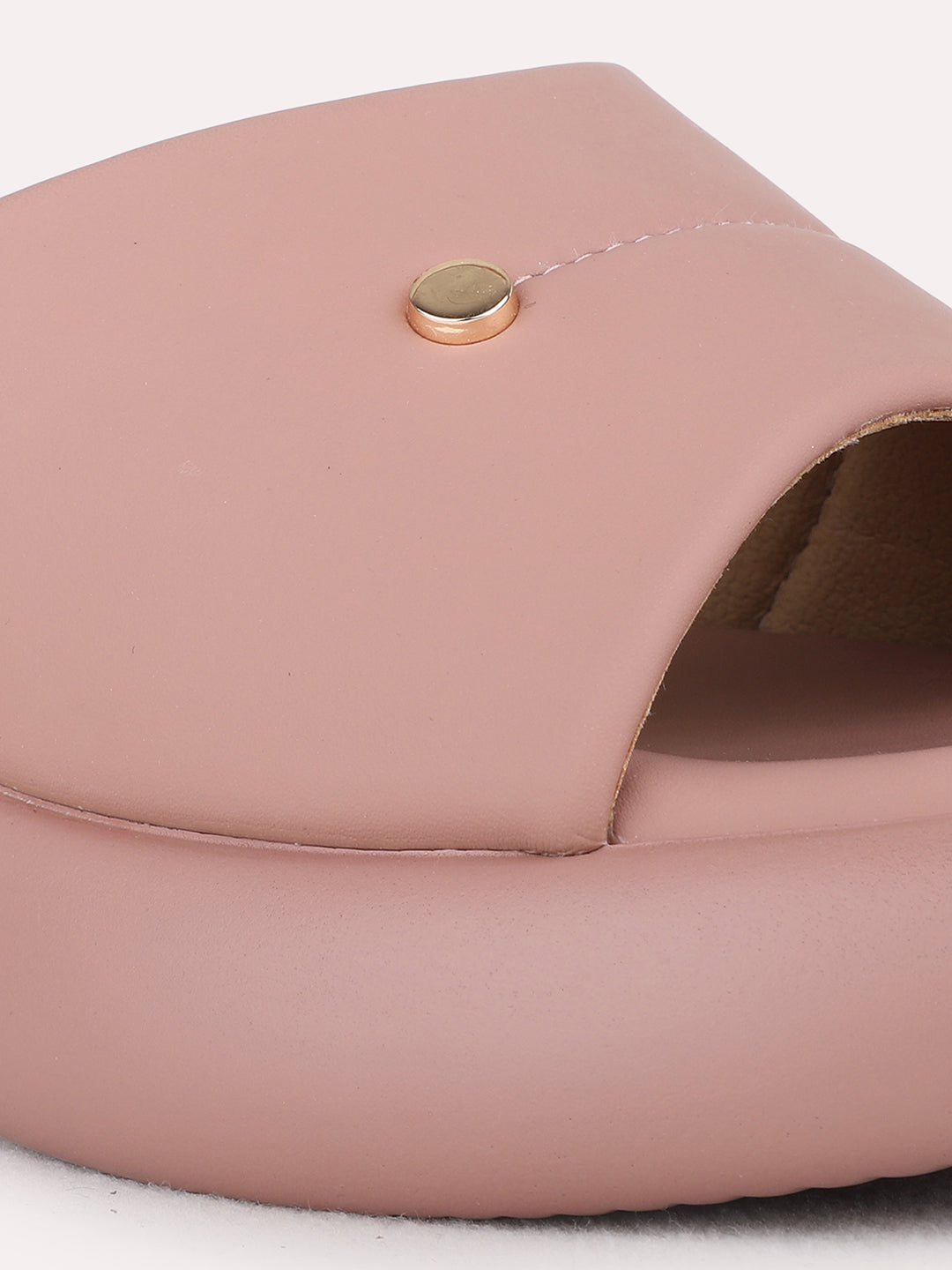 Womens Peach Casual Solid Platform Heel Sandals