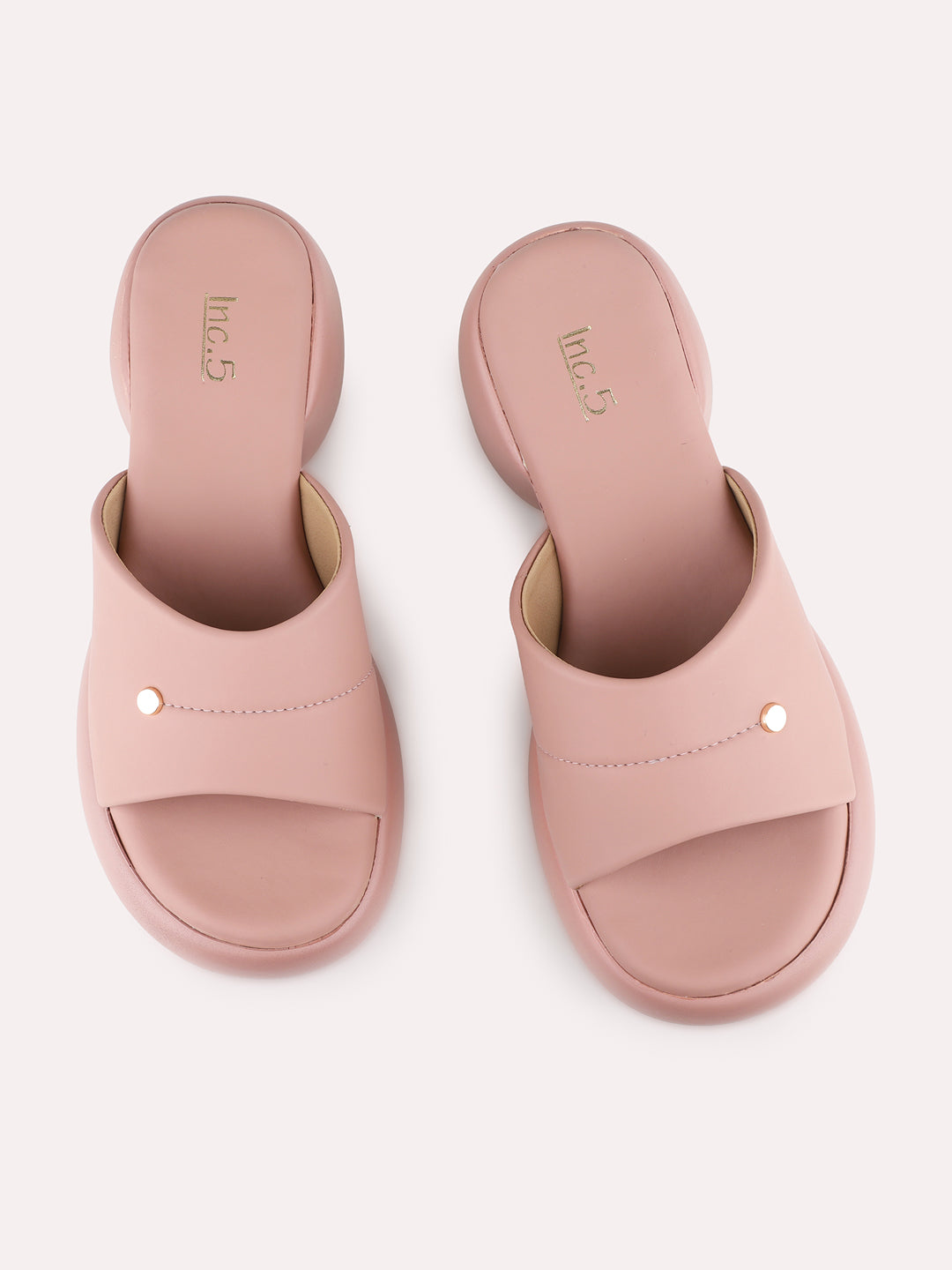 Womens Peach Casual Solid Platform Heel Sandals