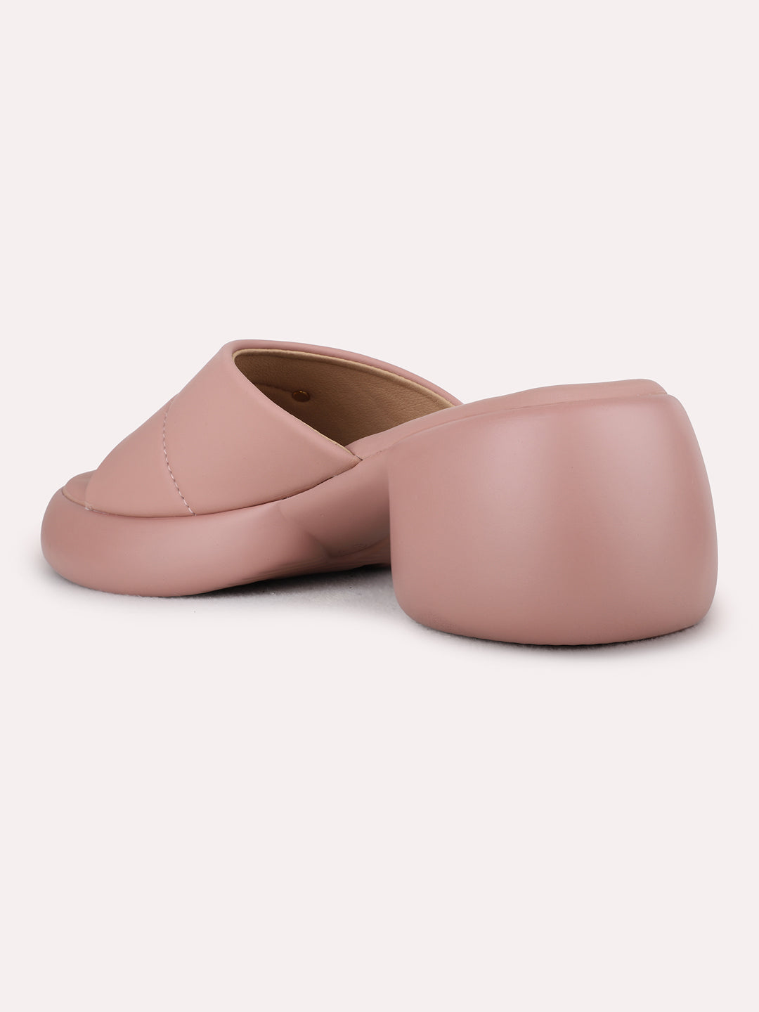 Womens Peach Casual Solid Platform Heel Sandals