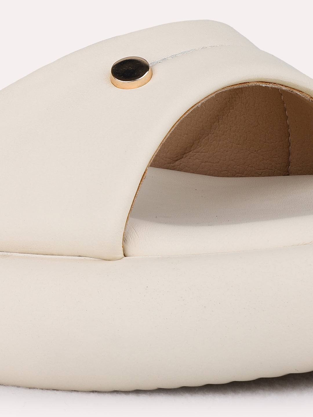 Womens Cream Casual Solid Platform Heel Sandals