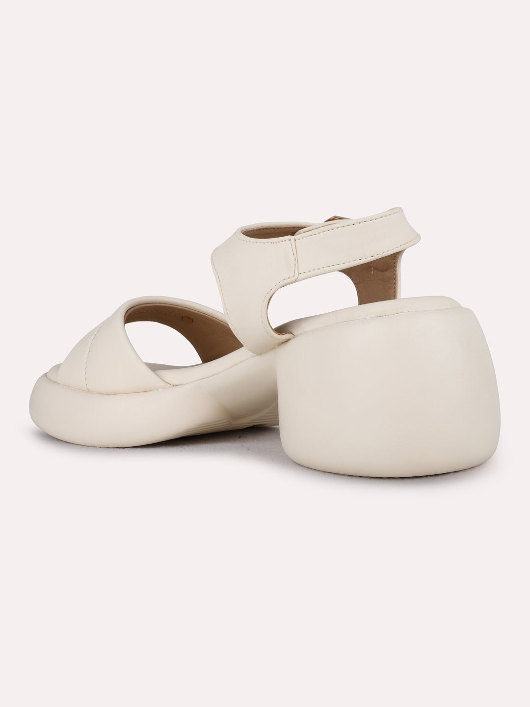 Womens Cream Casual Solid Platform Heel Sandals