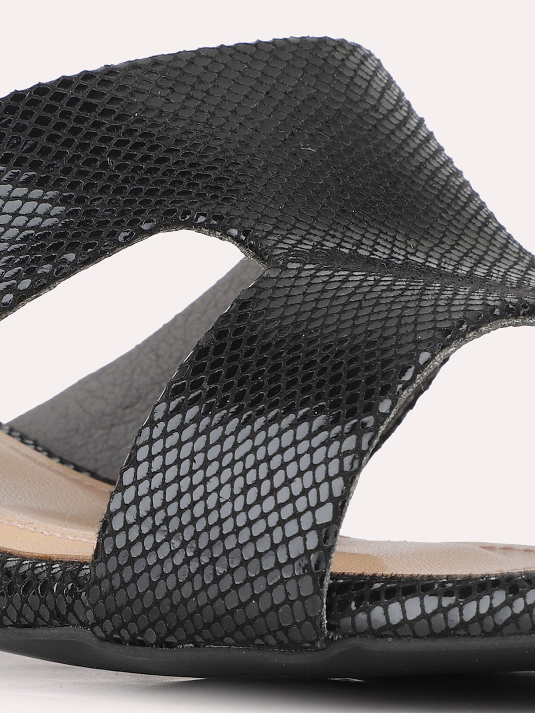 Womens Black Party Wear Solid Square Toe Block Heels