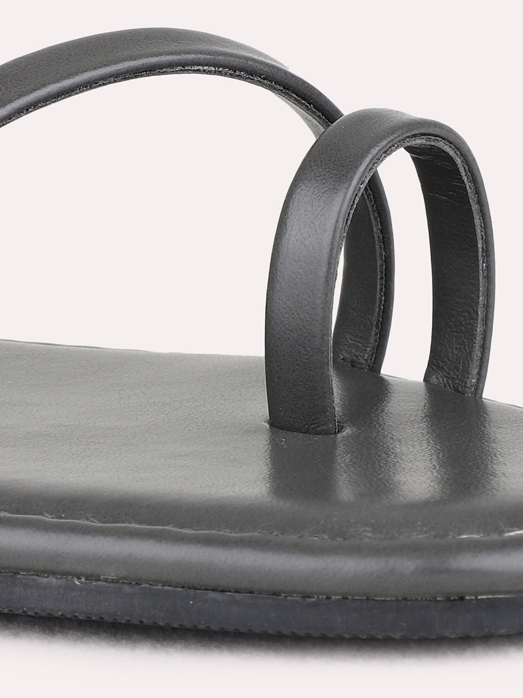 Womens Grey Casual Striped One Toe Flat Sandals