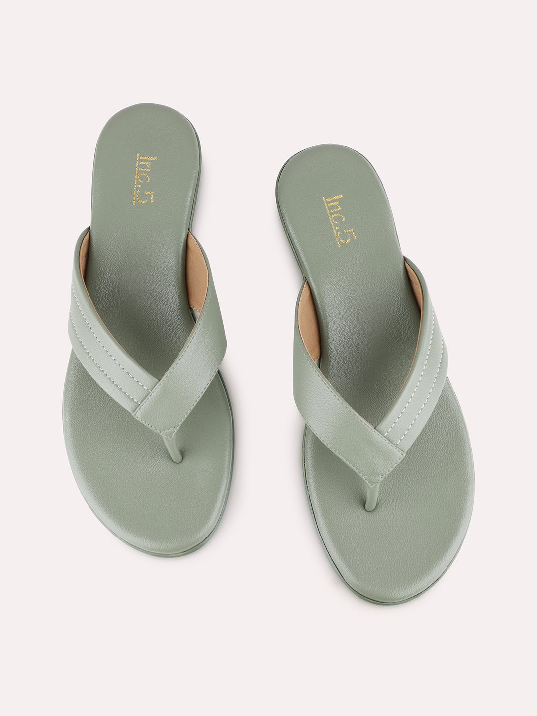 Women Green Casual Solid Round Toe Wedge Heel Sandals