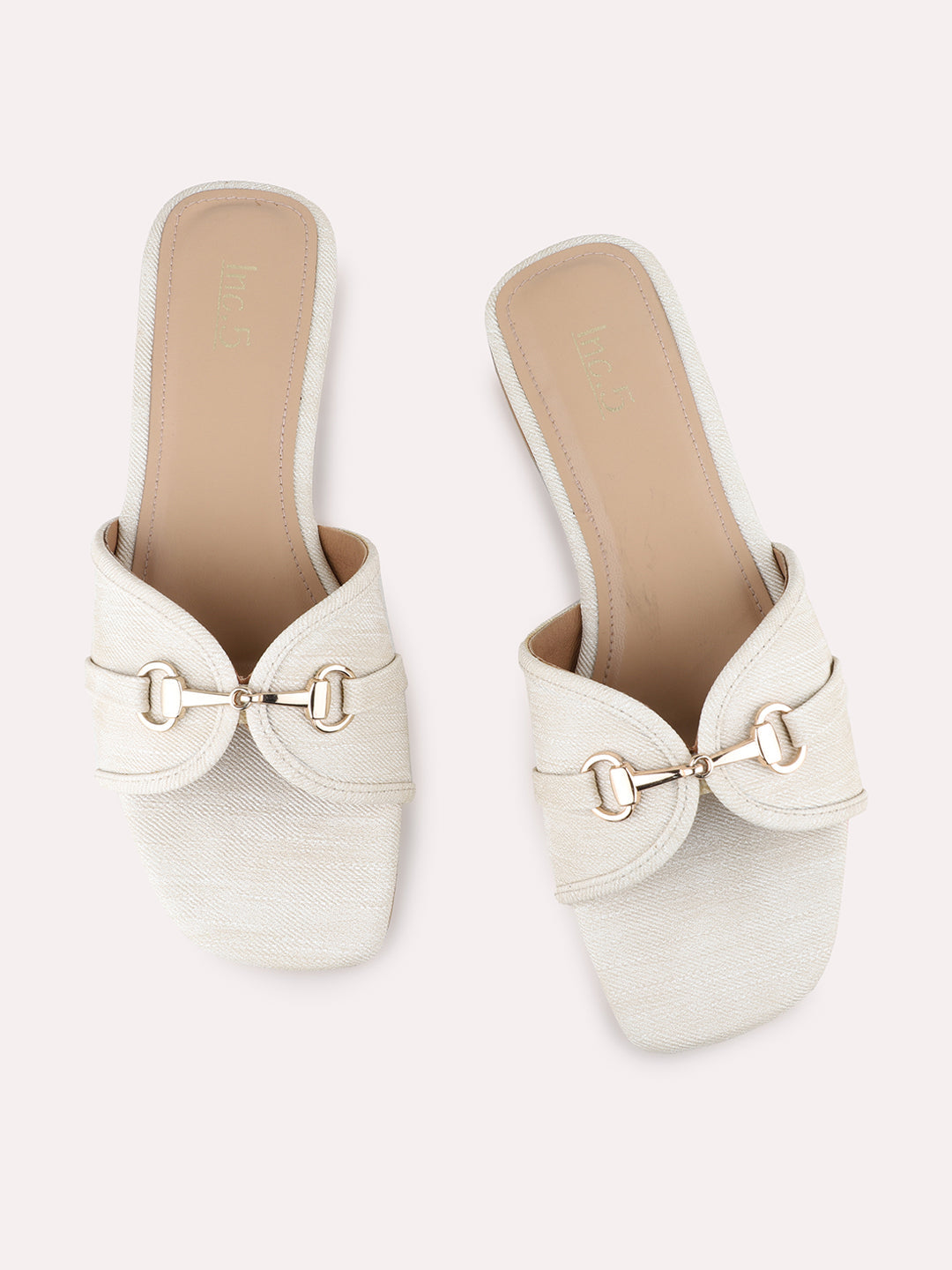 Womens Cream Casual Solid Open Toe Flat Sandals