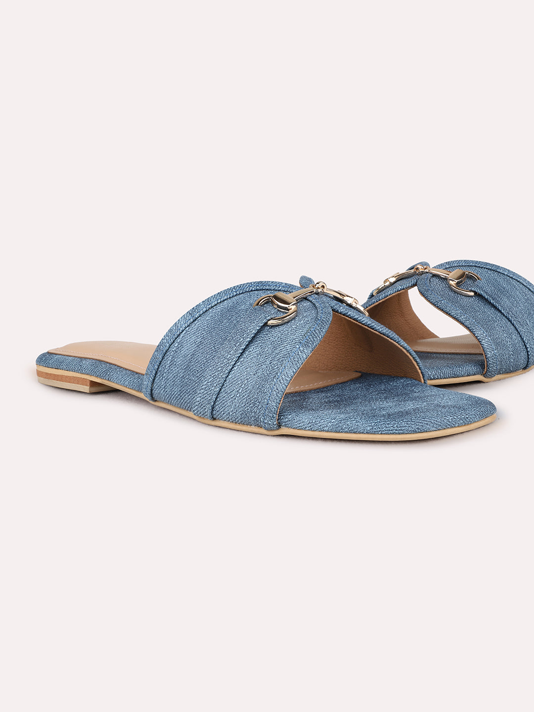 Womens Navy Casual Printed Open Toe Flat Sandals