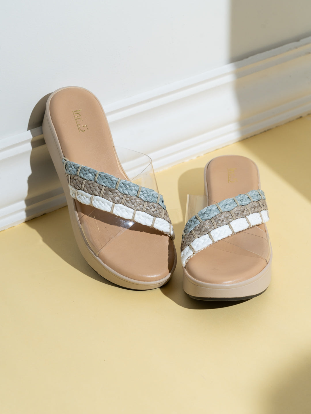 Womens Grey Party Wear Solid Round Toe Wedge Heel Sandals