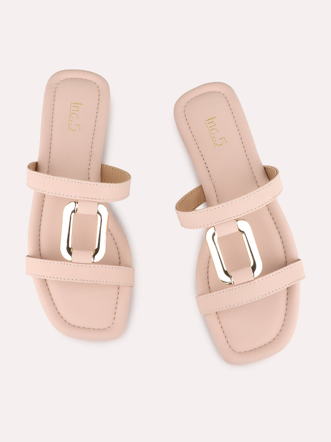 Womens Peach Casual Solid Open Toe Flats