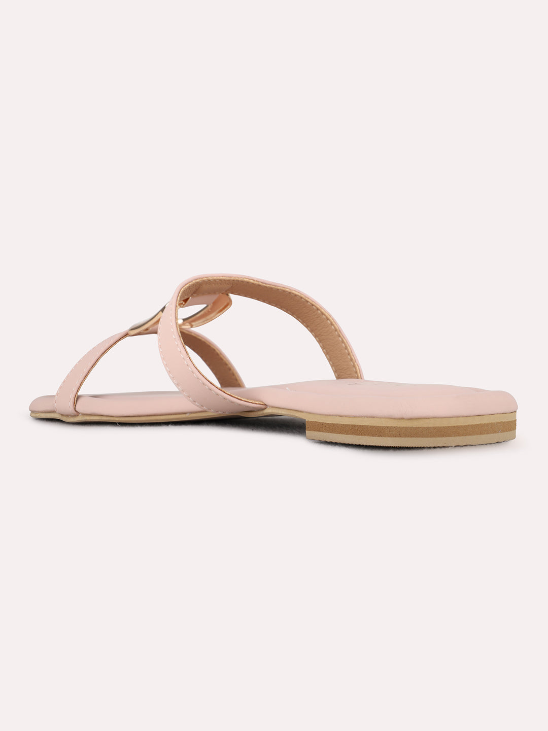 Womens Peach Casual Solid Open Toe Flats
