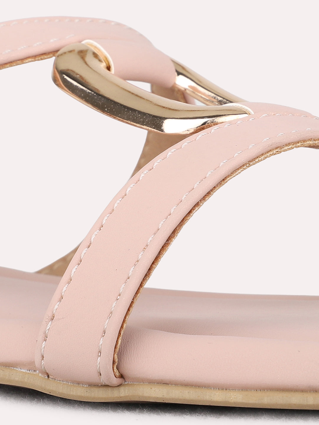 Womens Peach Casual Solid Open Toe Flats