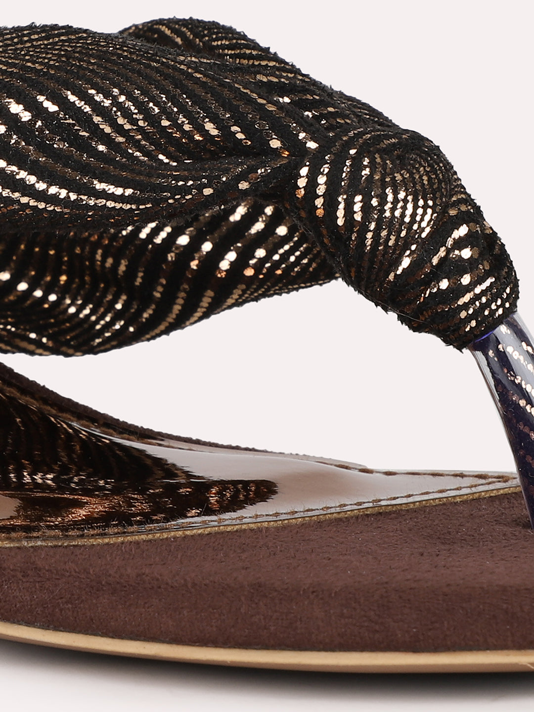 Women Golden Party Wear Solid Round Toe Kitten Heel Sandals