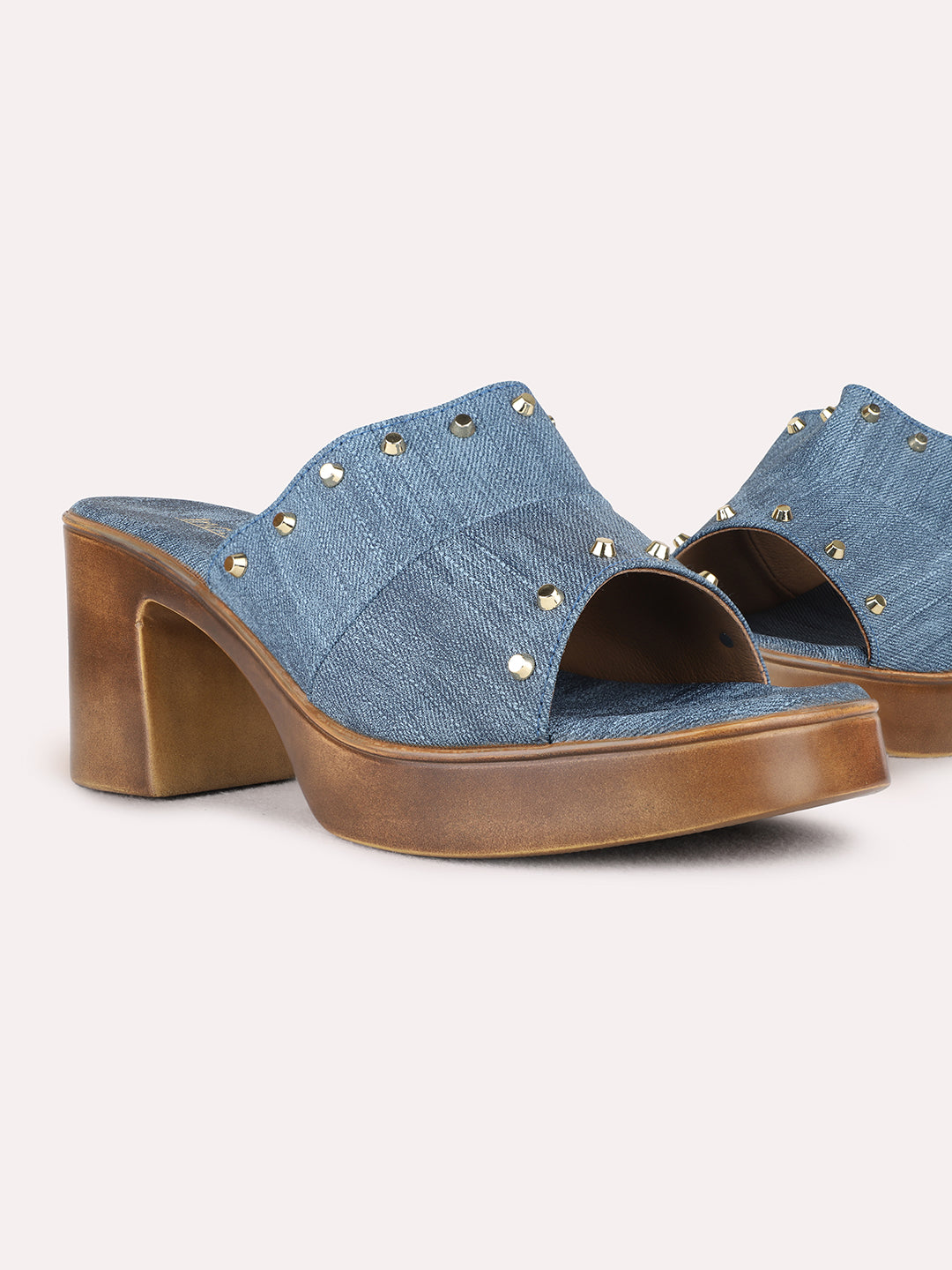 Womens Navy Ethnic Embellished Round Toe Platform Heel Sandals