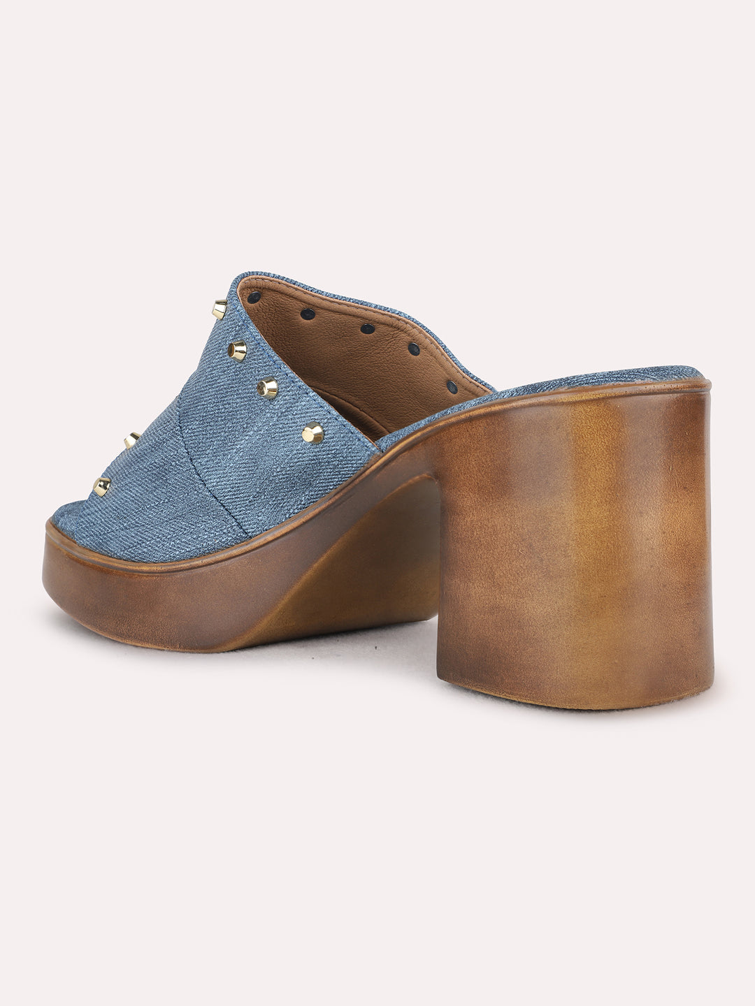 Womens Navy Ethnic Embellished Round Toe Platform Heel Sandals