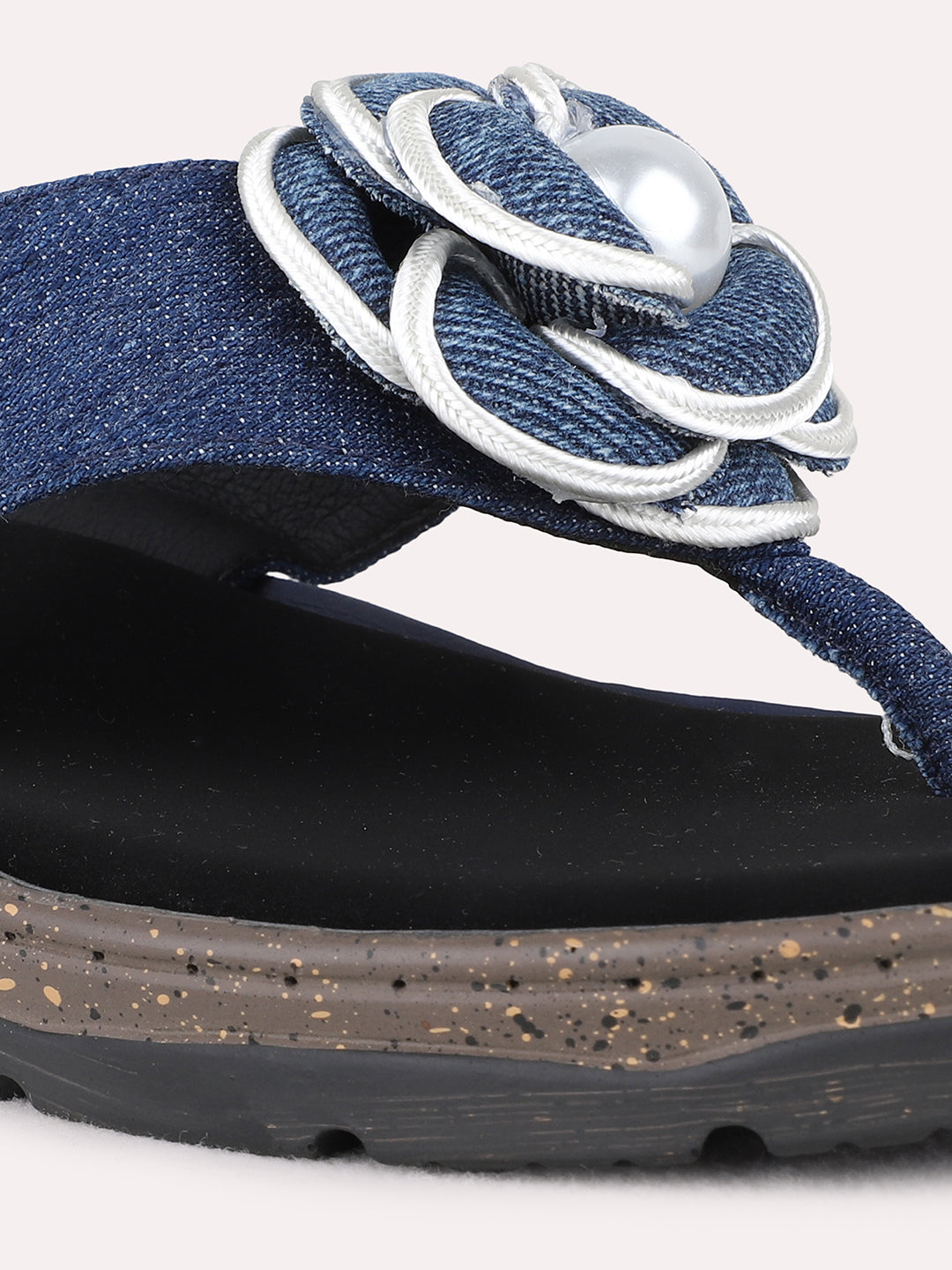 Womens Blue Casual Solid Round Toe Wedge Heel Sandals