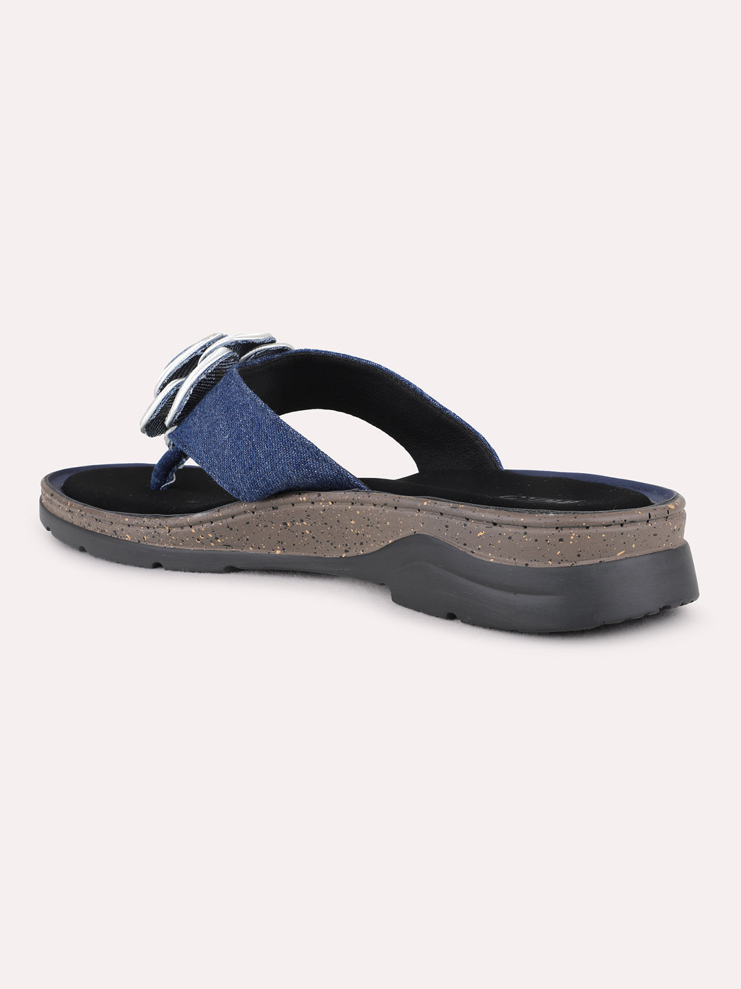 Womens Blue Casual Solid Round Toe Wedge Heel Sandals