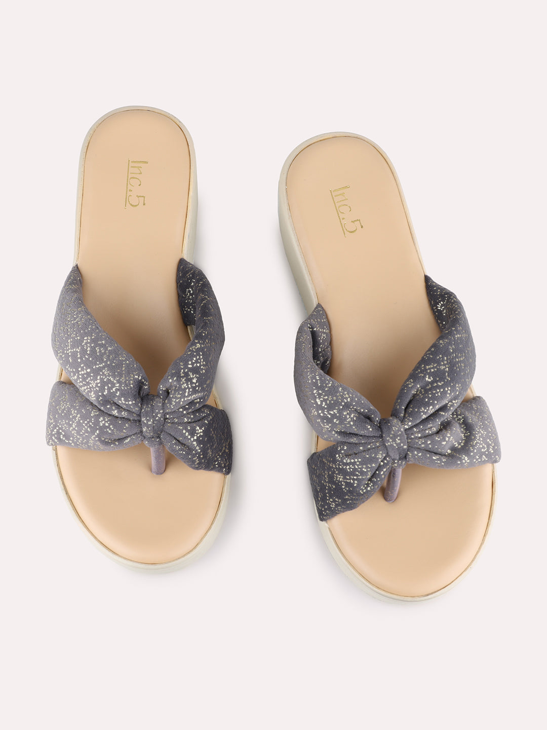 Womens Grey Party Wear Solid Round Toe Wedge Heel Sandals