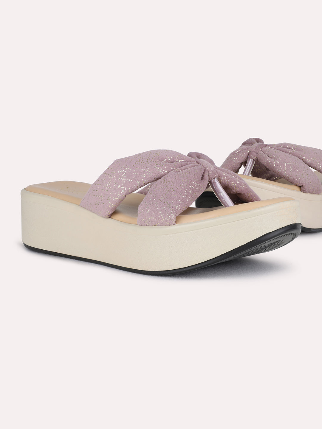 Womens Purple Party Wear Solid Round Toe Wedge Heel Sandals