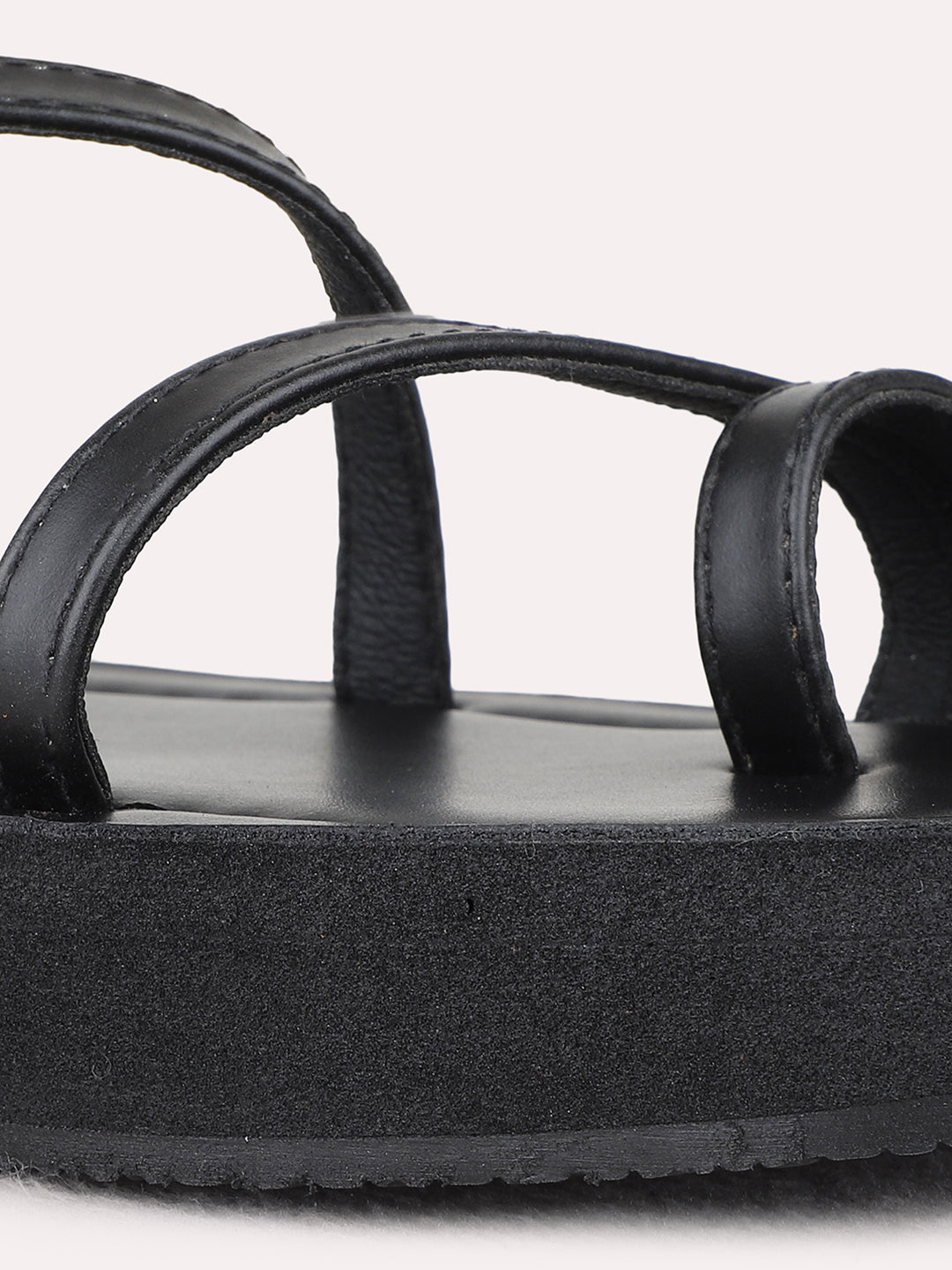 Womens Black Casual Solid One Toe Flats