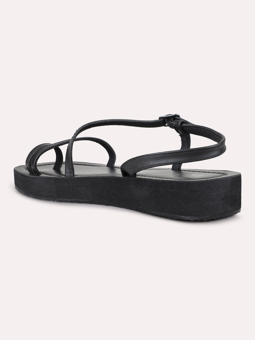 Womens Black Casual Solid One Toe Flats