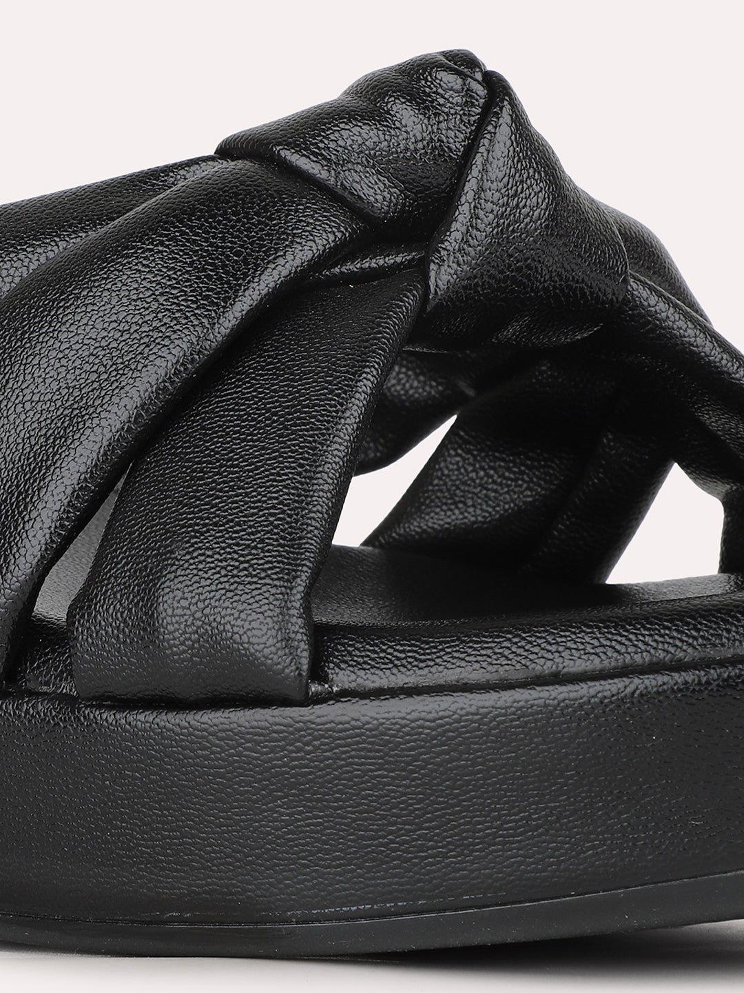 Womens Black Party Wear Solid Round Toe Wedge Heels