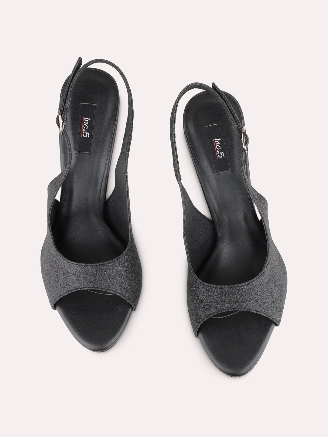 Women Black Party Wear Solid Pattern Square Toe Stiletto Heel Sandals