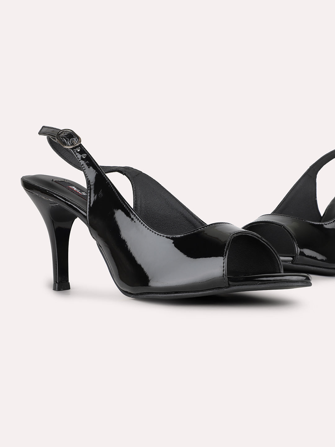 Women Black Party Wear Solid Square Toe Stiletto Heels