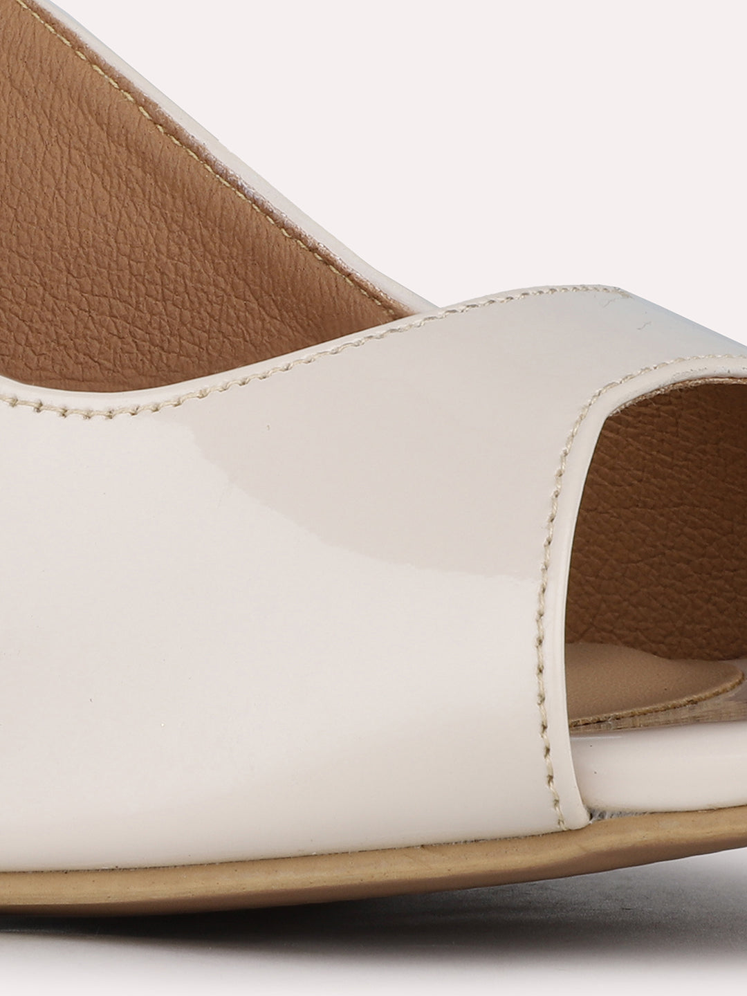 Women Cream Party Wear Solid Square Toe Stiletto Heel Sandals