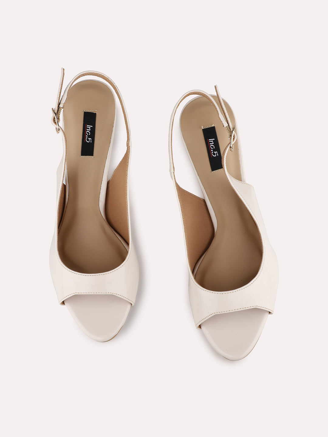 Women Cream Party Wear Solid Square Toe Stiletto Heel Sandals