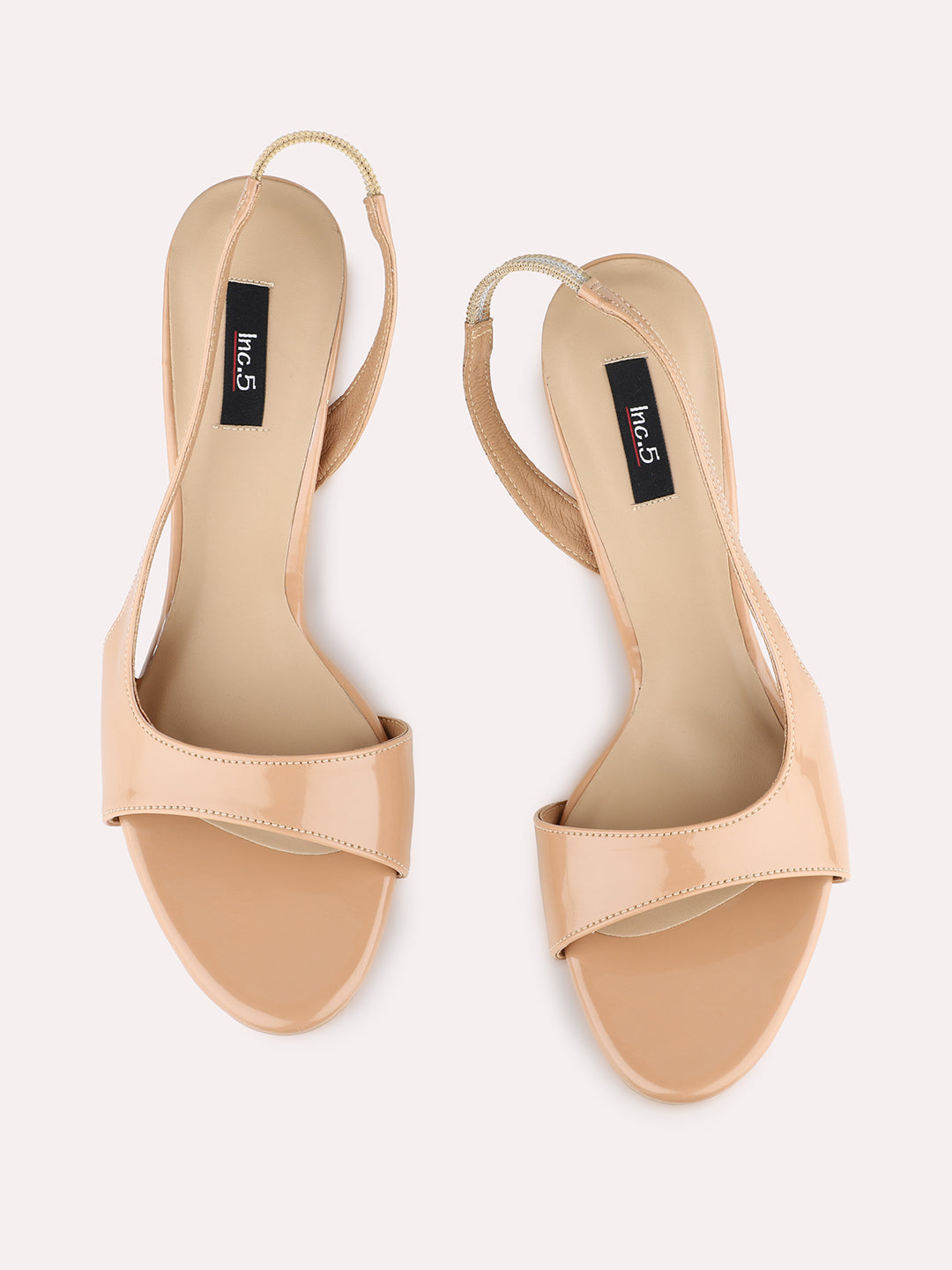 Women Beige Party Wear Solid Square Toe Stiletto Heel Sandals