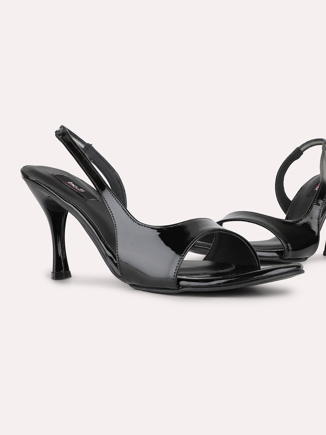 Women Black Party Wear Solid Pattern Square Toe Stiletto Heels