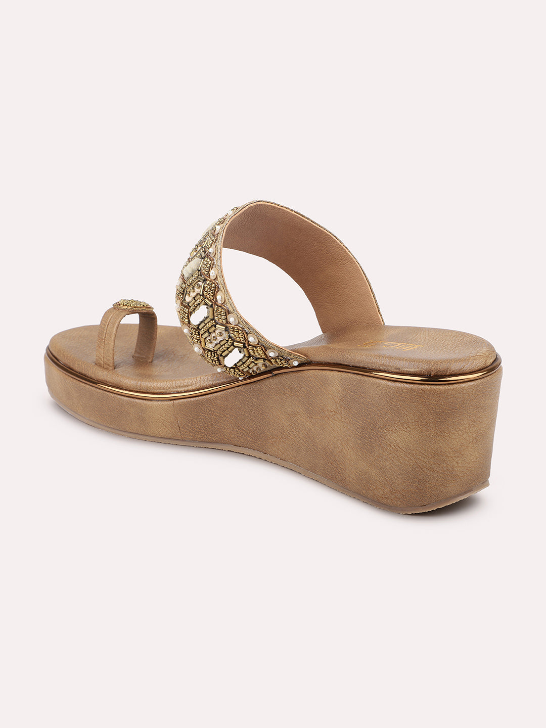 Women Antique Embellished Ethnic Wedge Heels