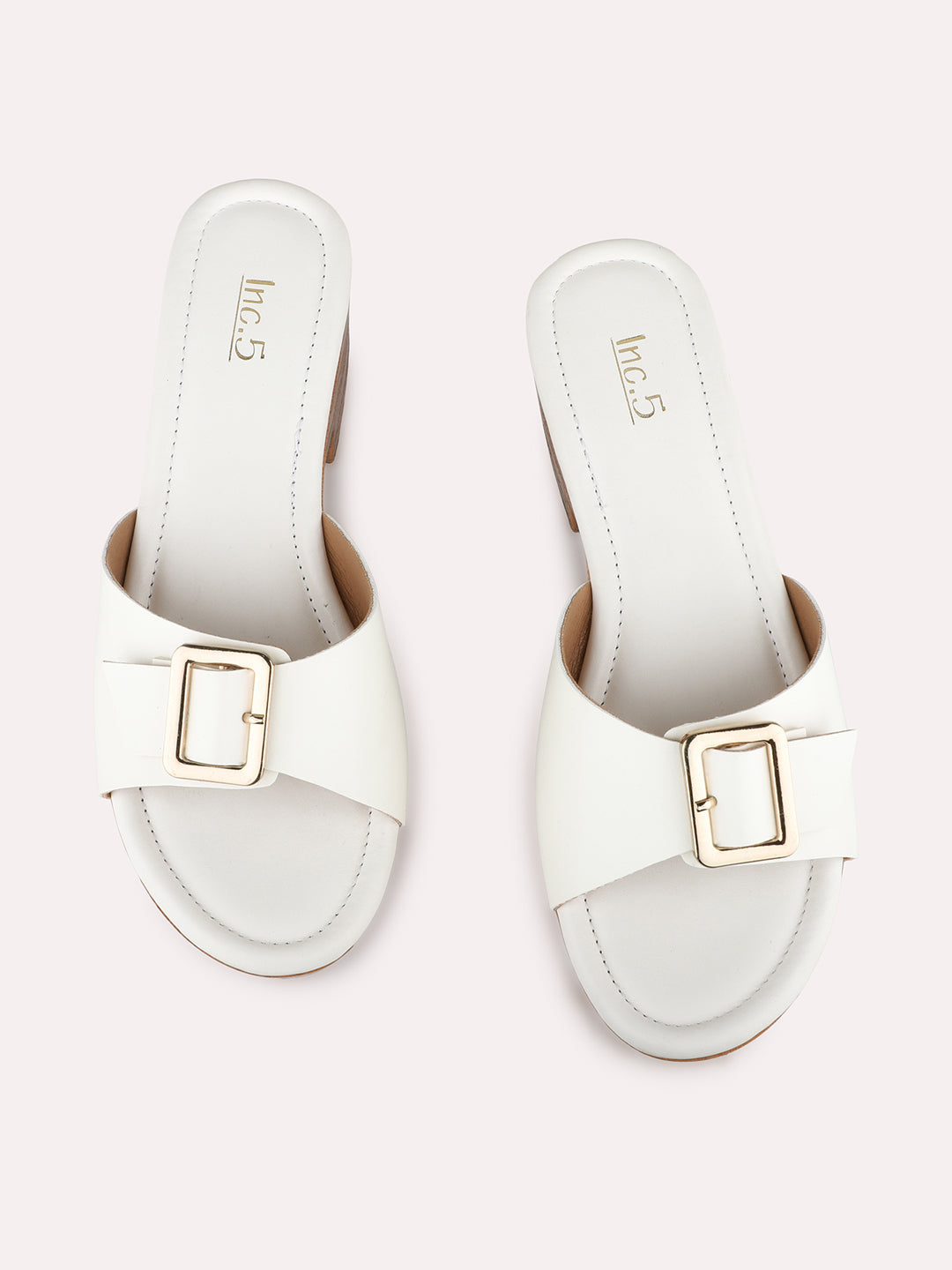 Womens White Party Wear Solid Round Toe Platform Heels