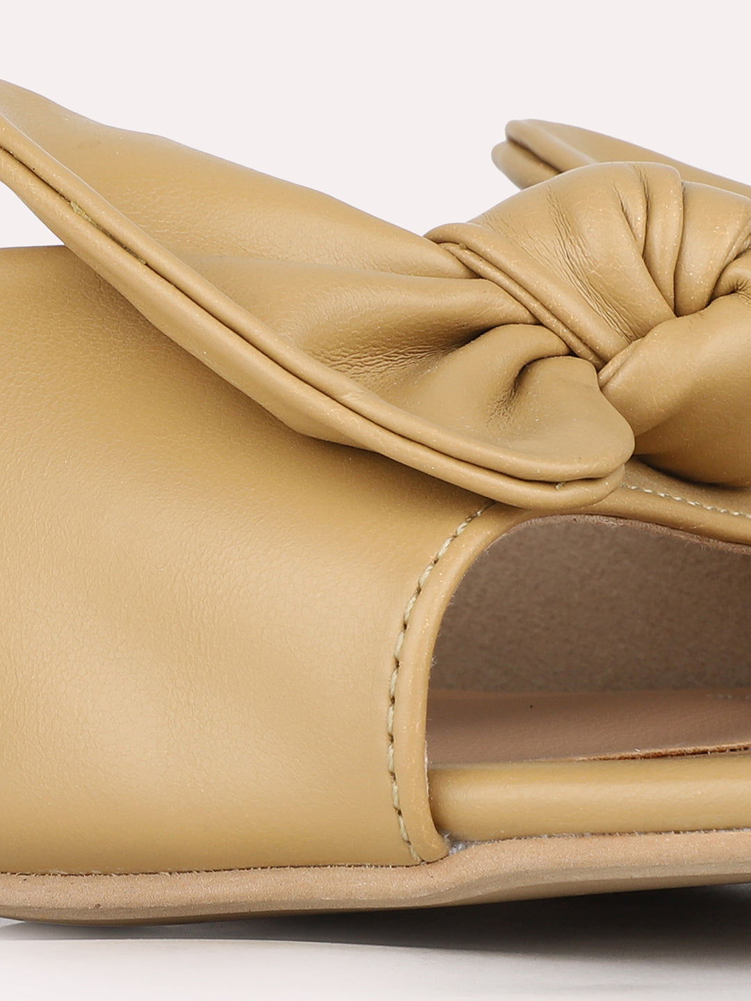 Women Beige Party Wear Solid Square Toe Block Heels