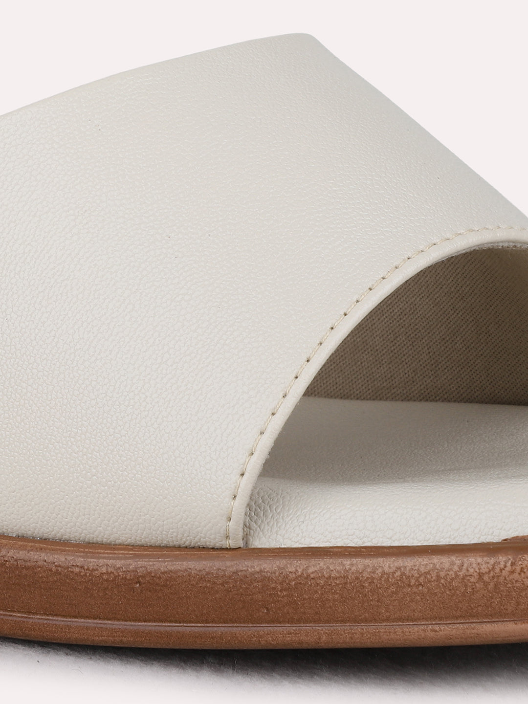 Womens Cream Party Wear Solid Square Toe Block Heel Sandals