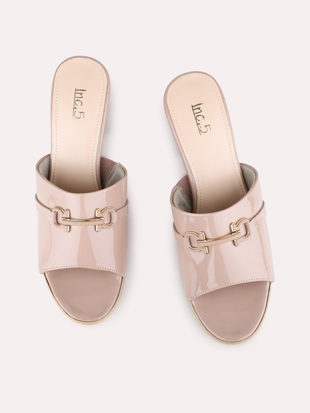 Womens Nude Party Wear Solid Round Toe Platform Heel Sandals